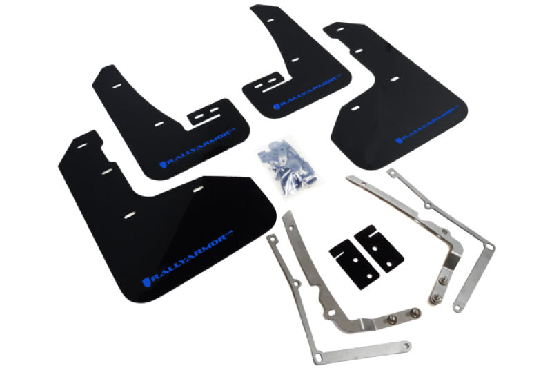 Rally Armor, Rally Armor 15-17.5 VW Golf R Black UR Mud Flap w/ Blue Logo