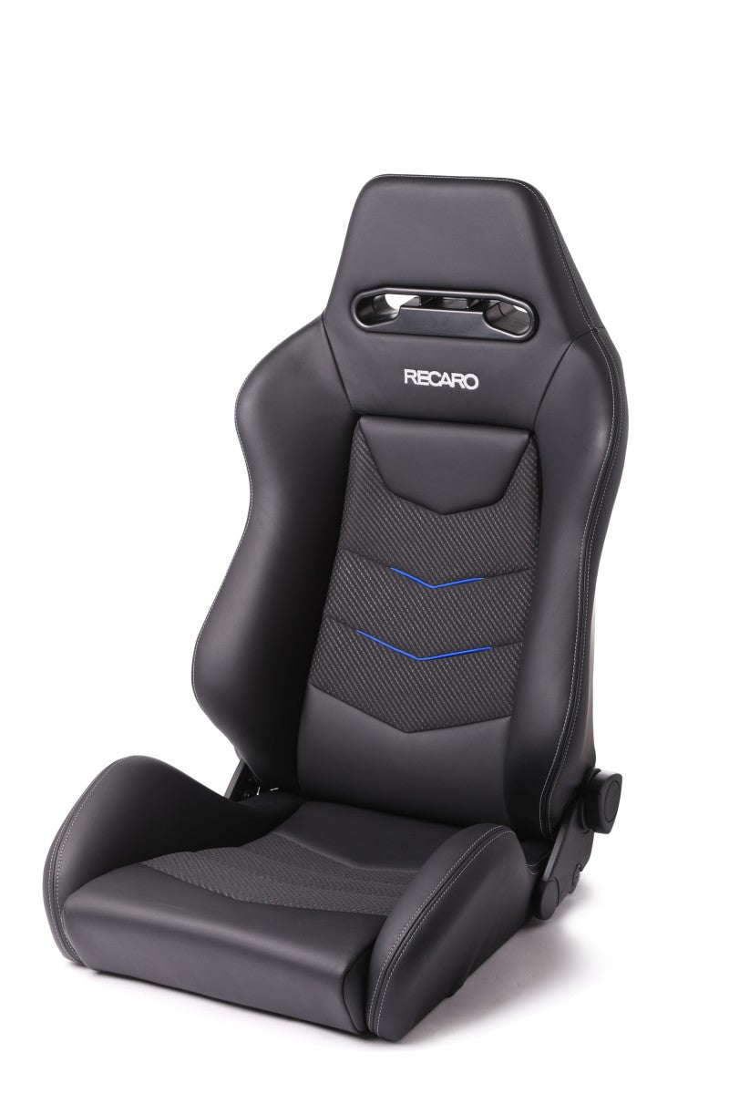 Recaro, Recaro Speed V Driver Seat - Black Leather/Blue Suede Accent