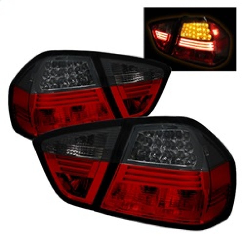 SPYDER, SPYDER 5000910 - Spyder BMW E90 3-Series 06-08 4Dr LED Tail Lights Red Smoke ALT-YD-BE9006-LED-RS