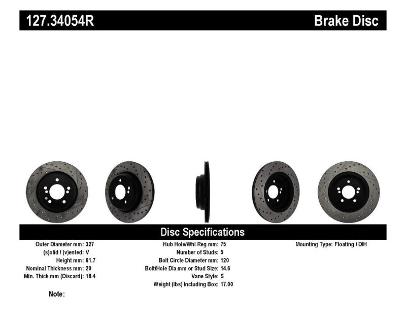 Stoptech, StopTech 00-03 BMW M5 (E39) Slotted & Drilled Right Rear Rotor