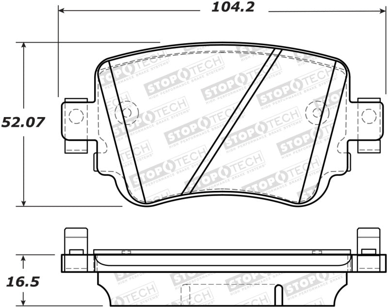 Stoptech, StopTech 14-19 Volkswagen GTI Rear Street Brake Pads w/Shims