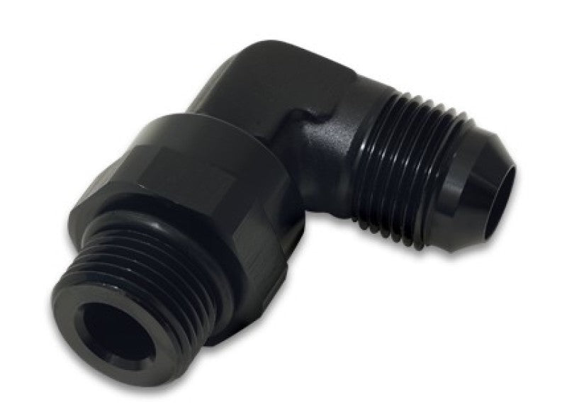 Vibrant, Vibrant -12AN Male Flare to Male -12AN ORB Swivel 90 Degree Adapter Fitting - Anodized Black