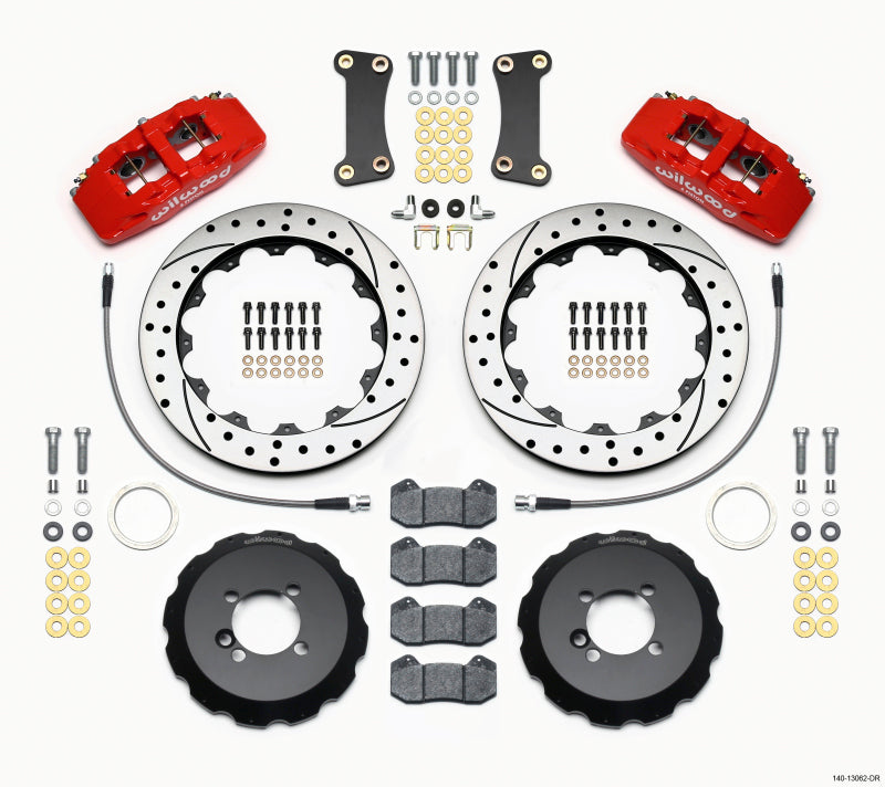 Wilwood, Wilwood 140-13062-DR - Dynapro 6 Front Hat Kit 12.88in Drilled Red 2002-Up Mini Cooper w/ Lines